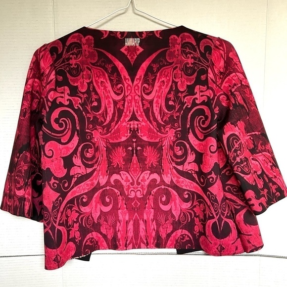 Animapop Jacket reversible floral black red pattern crop - Picture 9 of 12